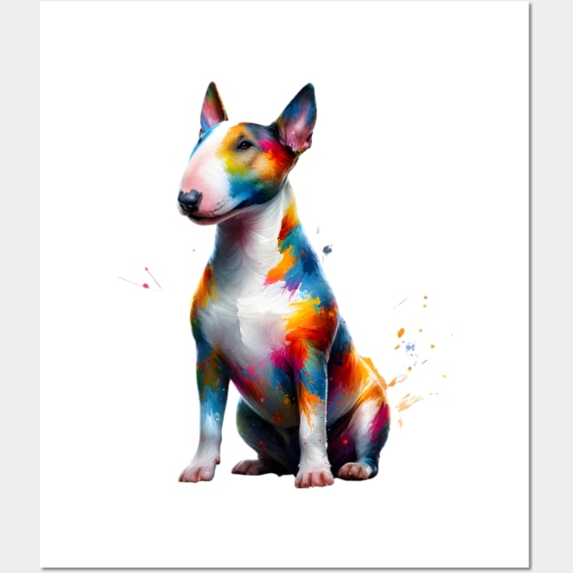 Colorful Miniature Bull Terrier in Artistic Splash Style Wall Art by ArtRUs